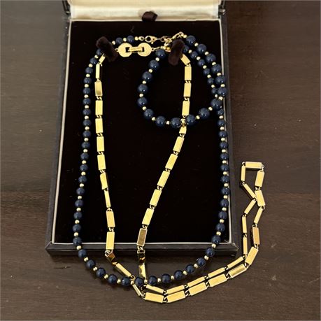 Signed Monet - Gold Tone Necklace and Beaded Set