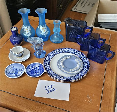 Hazel Atlas Cobalt Blue Creamers & Sugar, Dragor Amger Coasters & More