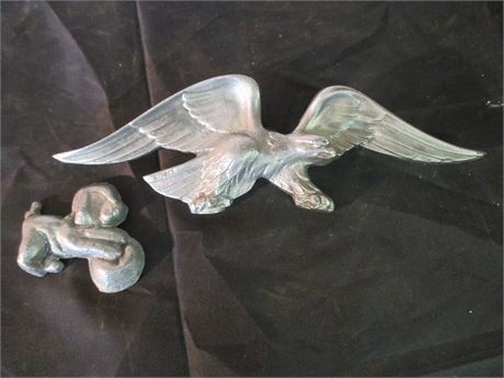 Vintage Alloy Federal Eagle Decor & Dog Weight 2 Pcs