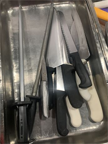 Kitchen Knives & Honing Steel Professional Cutlery Lot
