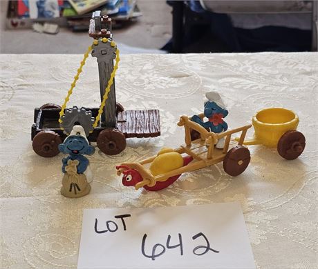 Original Peyo Snail Carriage, Forklift and PVC Smurf