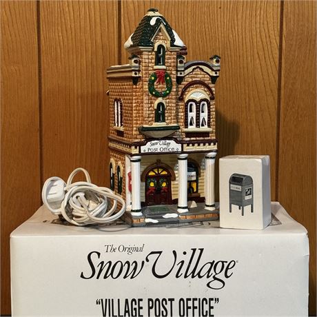 Dept. 56 Snow Village 1992 "Village Post Office" and Mailbox