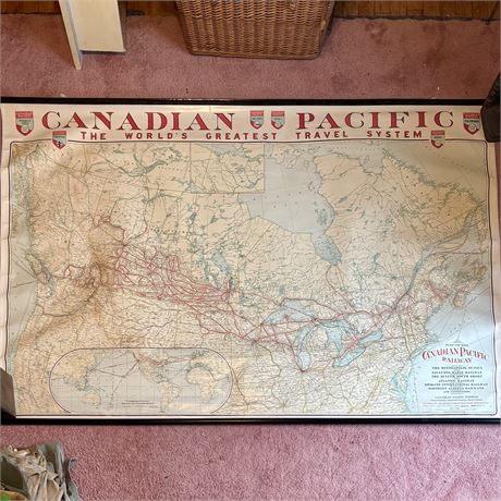 Canada Pacific Railway Lines XL Roll-Down Roller Map
