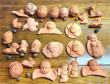 Signed Ann Entis Terra Cotta Ornaments