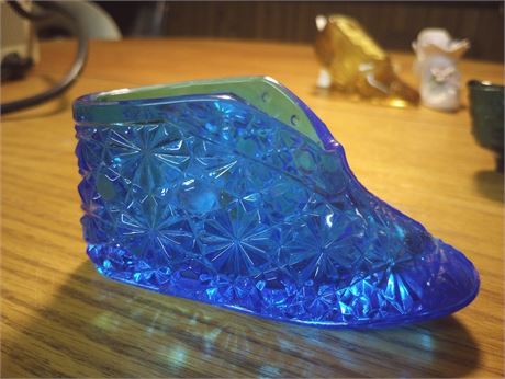 Fenton Blue Glass Baby Bootie