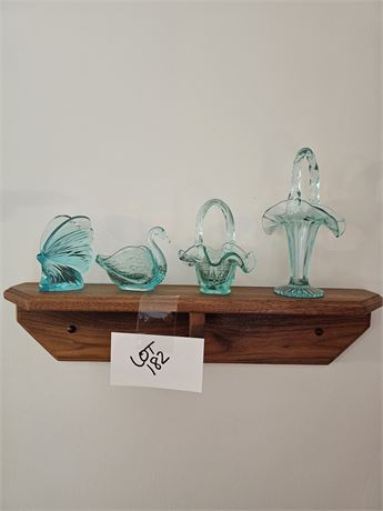Fenton Glass Teal Swan, Butterfly, & Baskets Sizes Vary