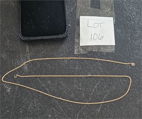 14K Gold 22" Snake Chain Necklace – 1.1 dwt Condition: Some linkage kinks