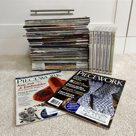 Large Lot PIECEWORK (Knitting, Needlework) Magazines & DVD Set