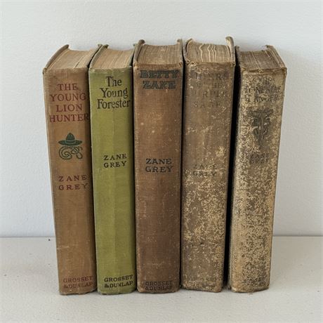 1903-1914 Zane Grey Antique Books Lot of 5