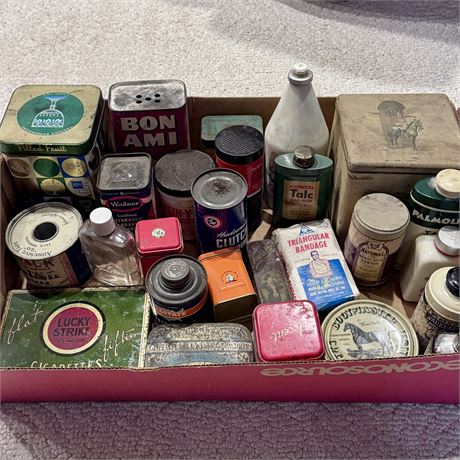 Flat of Old Advertising Tins