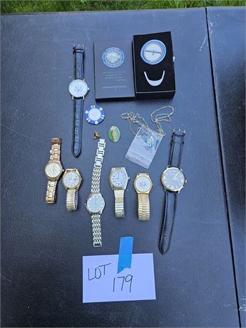 Mixed Men's Lot : Watches / Polo / BAC / Casino Chip / Pinbacks & More