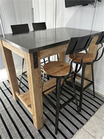 World Market industrial look Bar height table and chairs