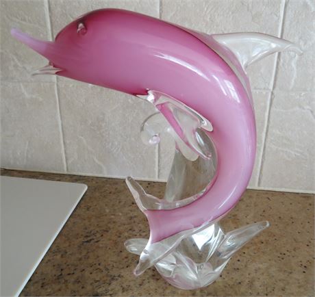 Murano Glass Hand Blown Dolphin Figurine