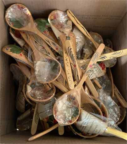 Decorative Ukrainian/Russian Wooden Souvenir Spoons - Multiple Boxes, 50 Per Box
