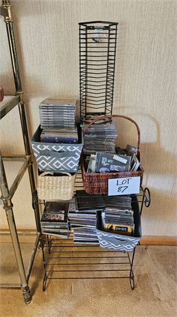 Mixed Music CD Lot & Vintage Metal Shelf