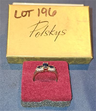 14k Blue Sapphire Cocktail Ring Sz 10 2.2 dwt