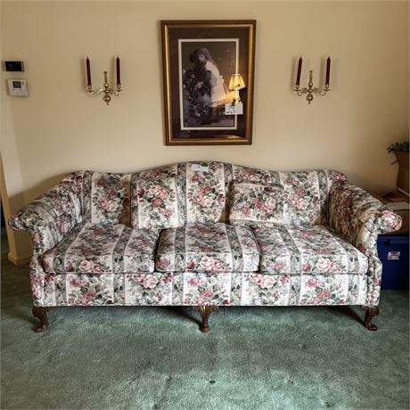 Floral Upholstered Couch - 88 x 36 x 33"T