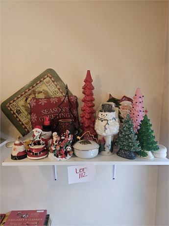 Mixed Christmas Lot- Candles, Figurines, Platter & More