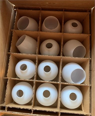 Opal White Glass Globe Replacement Lamp Shade Lot - 3 Boxes Total