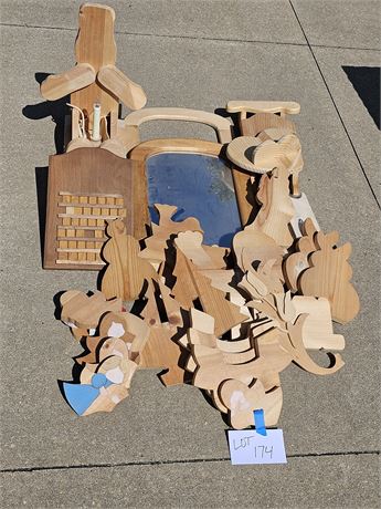 Large Lot of Project Wood Craft Cutouts - All Different Sizes & Styles