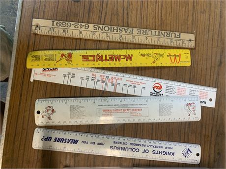 Vintage Advertising Rulers McDonald's McMetrics, Knights of Columbus & More