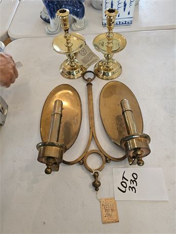 Antique Brass Decorative Candle Holder & Candle Sticks