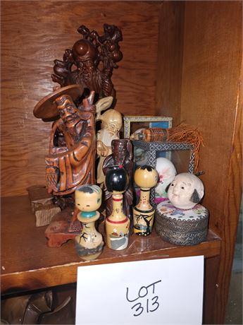 Mixed Asian Theme Decor & Figurines:Painted Eggs/Carved Wood Figurines