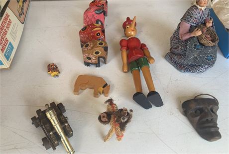 Miniature Cannon, Wooden Figurines Collectible Lot