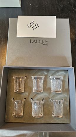 Lalique 6 Goblet "Coffret Enfants" Crystal Shot Glasses