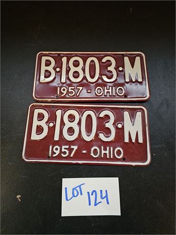 Vintage 1957 Ohio License Plate Set