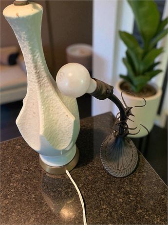 MCM Table Porcelain Table Lamp & Cast Iron Gooseneck Desk Lamp