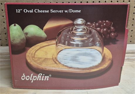 12" Dolphin Oval Cheese Serve W/Dome