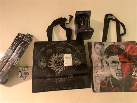Supernatural TV Show Lot - Tote Shopping Bags, 16 OZ Pint Glass