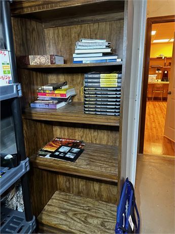 Large Wooden Book Shelf and Contents