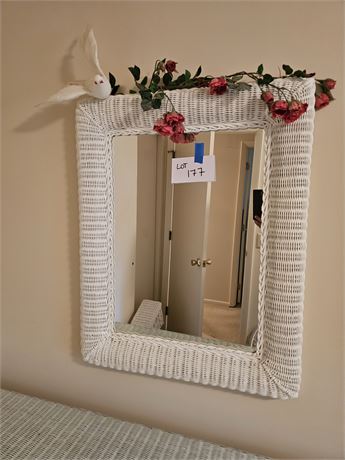 Large White Wicker Mirror