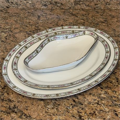 C. 1930's Limoges France Elite Serving Platters and Relish Dish - 14" (Largest)