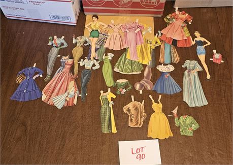 Vintage 50's Original Paper Dolls, Assorted With Clothing