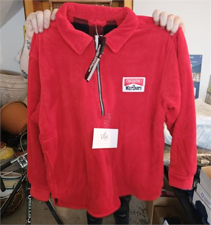 Marlboro Unlimited Red Plaid Reversible Polyester Pullover Jacket Size M