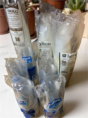 Solo and Dixie Clear Plastic Drinking Cups Lot