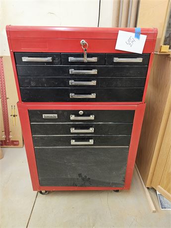 Montgomery Ward Red Stacking Metal Tool Box w/Keys