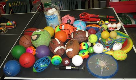 Footballs, Dodge Balls, Frisbee's, Etc