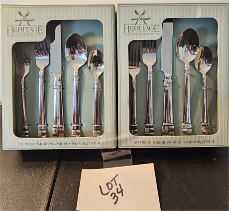 Heritage 20 Piece Stainless Steel Flatware Sets New In Box