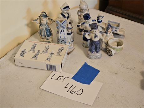 Mixed Delf Blue & White Figurine Lot:Different Sizes