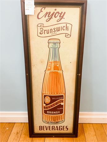 Framed Brunswick Orange Soda Advertising Sign