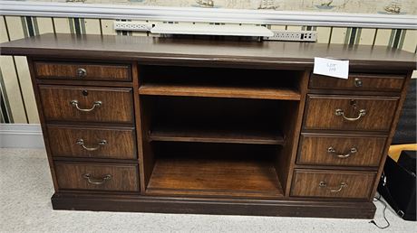 Wood Office Desk With Built In File Cabinet Drawers