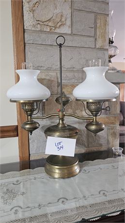 Antique Brass Double Light Student Lamp