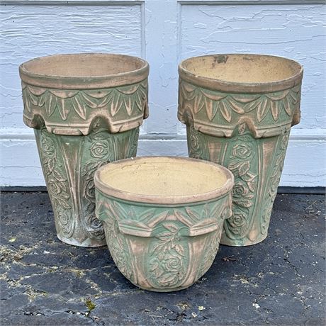 Decorative Earthenware Flower Pots/Planters - Bundle of 3 (14" tallest)