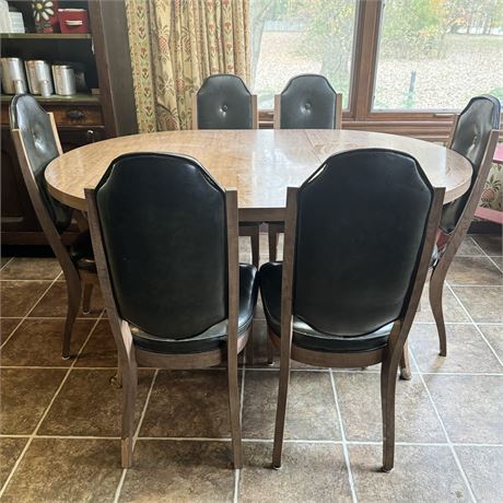 Vintage Dining Table and Chairs (single leaf is removable)