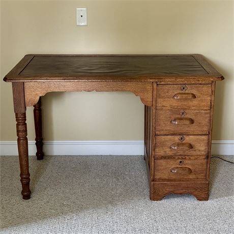 Antique Oak Writing Desk - 48 x 30 x 29"T