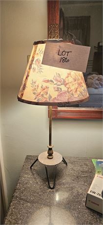 Metal Tripod Lamp With Floral Shade